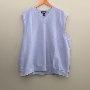 Lands End Sweater Vest Mens XL Blue Cotton Blend V Neck Pullover Preppy Pastel